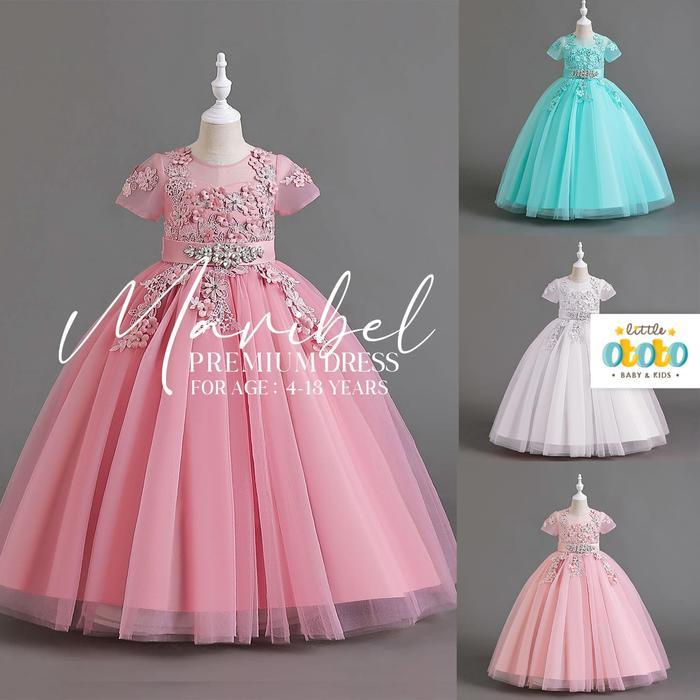 TerbaruBest Seller 4T-13T Long Dress Premium Maribel - Gaun Ball Gown Anak Bayi Balita Model Korea