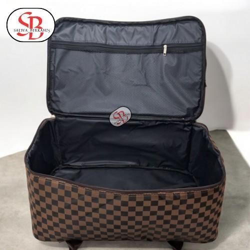 Siap Kirim Tas Travel Bag Motif Catur Kotak Warna Coklat