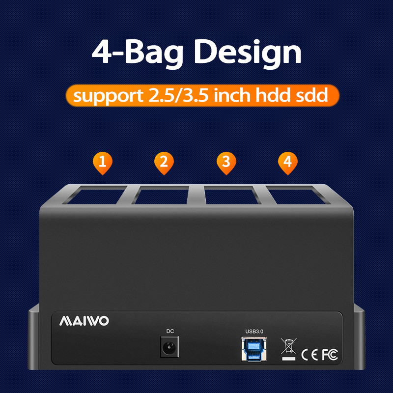 4 Bay Hard Drive Enclosure Sata to USB 3.0 External Multi-Bay 2.5& 3.5 Inch HDD SDD Docking Station