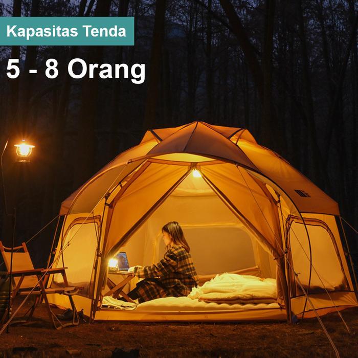 Tenda Camping Otomatis Hexagonal AR006 5 - 8 Orang Double Layer Tenda Camping Keluarga Tenda Camping