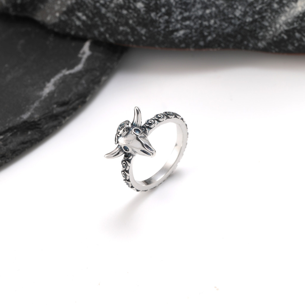 R066 genuine 925 sterling silver classic fashion exquisite sheep head ring