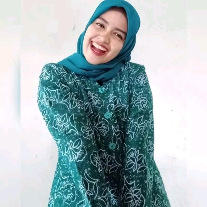 READY Baju PKK Wanita Lapis Furing Halus Hijau Tosca Cewek Muslim Panjang Batik G00D QU4LITY