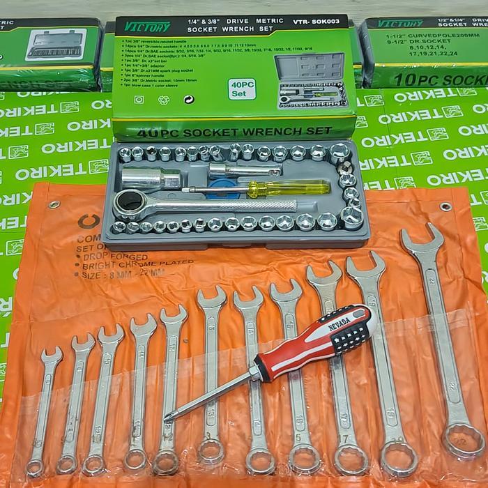 PAKET Kunci 1set lengkap / Kunci bengkel motor komplit / Kunci Shock 40 pcs/Pas Ring Set/L Set