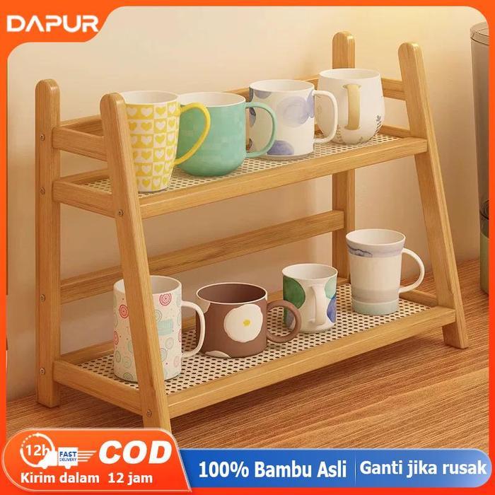 Cuculemon - Rak Bumbu Dapur Kayu Rak Meja Rak Dapur Serbaguna Rak Cangkir Rak Botol Bumbu Rak