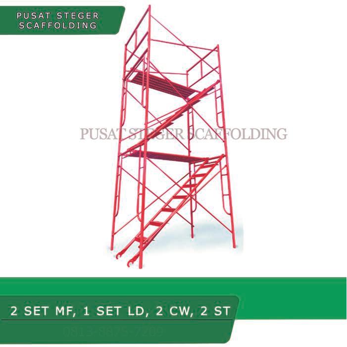 Dua Set Scaffolding Satu Set Ladderframe Dua Tangga Dua Catwalk Scafolding Steger Esteger Kapolding