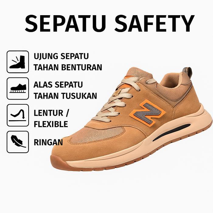Sepatu Safety Model Sporty Anti Paku Dengan Toe Cap Baja Dan Sol Anti-Slip - Boots, Kerja Terbaru