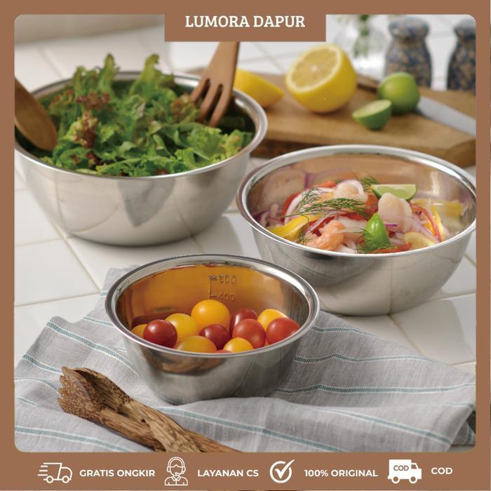 Baskom Stainless Steel Tebal / Mangkok Stainless Steel / Baskom Serbaguna Stainless / Mangkok