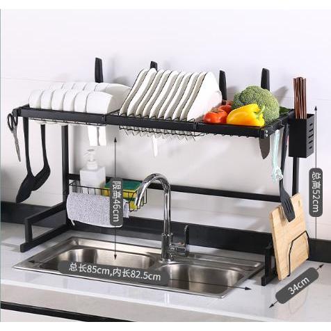 Rak Piring Wastafel 2 Susun Rak Dapur Portable Stainless Steel 85 CM