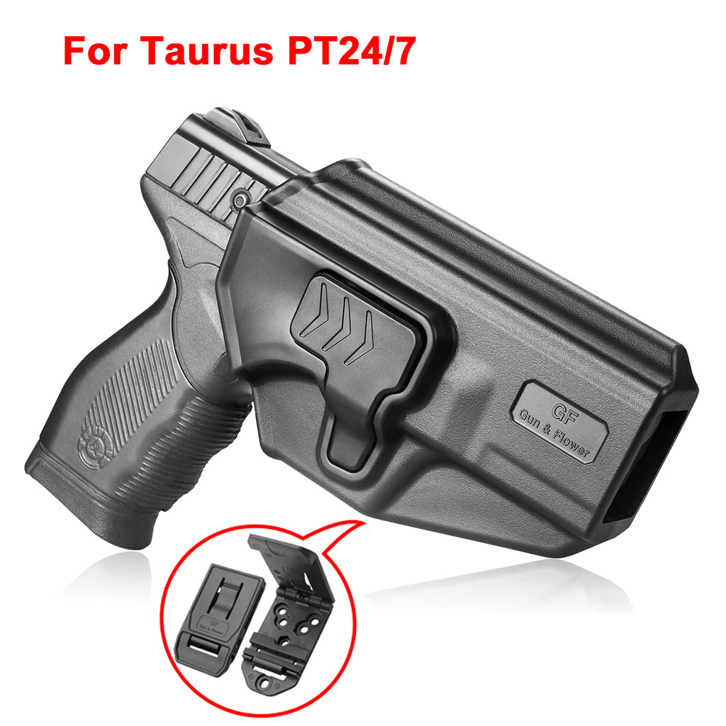 For Taurus PT24/7 ,Gun&Flower OWB Polymer Holster Open Carry With Belt Attachment Pouches Case,Right
