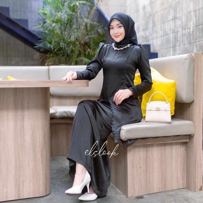Best Seller Syifa Set Kurung Kondangan Pesta Muslim Satin Dress Setelan Wanita Original