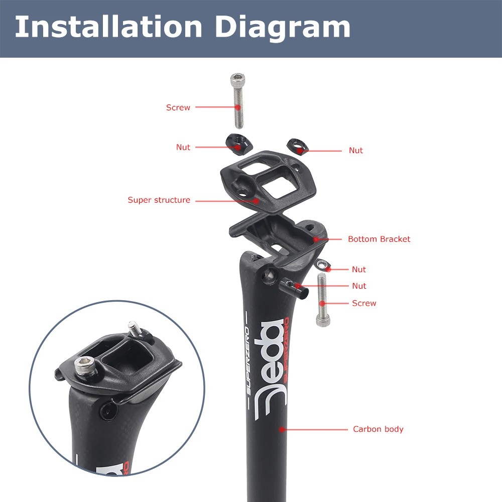 DEDA Ultralight Bicycle Seatpost Carbon 27.2/30.8/31.6mm,MTB/Road Bike Seating Tube,Length 350/400mm