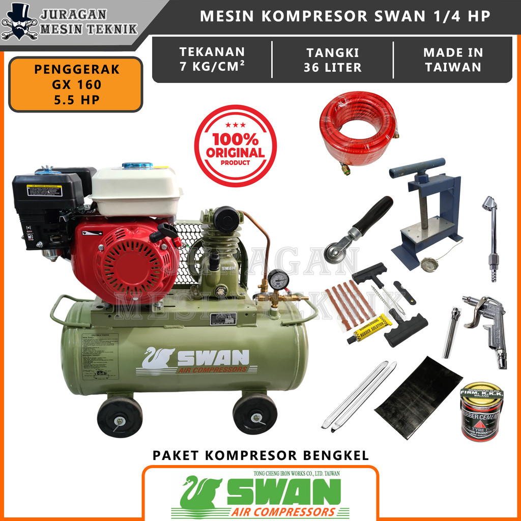 Mesin Kompresor Bensin Swan 1/4 HP Siap Pakai