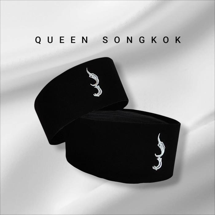 Peci Songkok Kopiah Hitam Polos Logo Kujang Bordir Silver Tinggi 9 Murah Berkualitas - Peci Pria