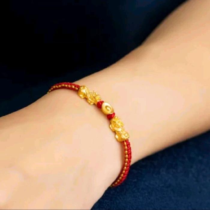 gelang custom gelang tali tenun buatan tangan emas asli naga jilin pixiu 24k 999 hongkong Bracelets