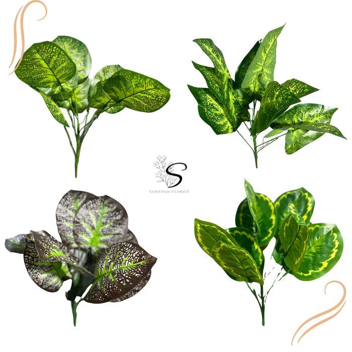 Tanaman Hias Palsu Tanpa Pot Daun Keladi Plastik Bunga Artificial Dekorasi Ruangan / CZ-016 Hiasan