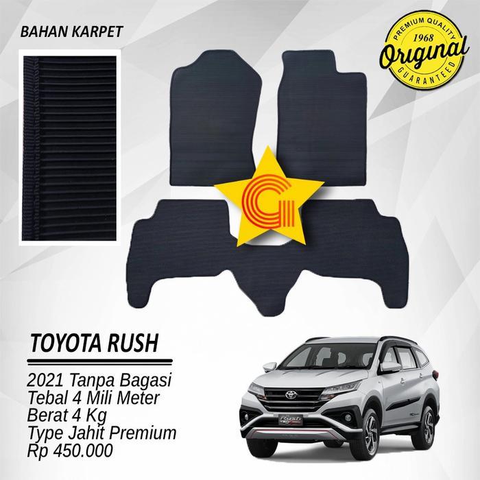 Karpet Mobil Toyota Rush 2019-2021 Premium Hitam Jahit Bag Tengah Saja