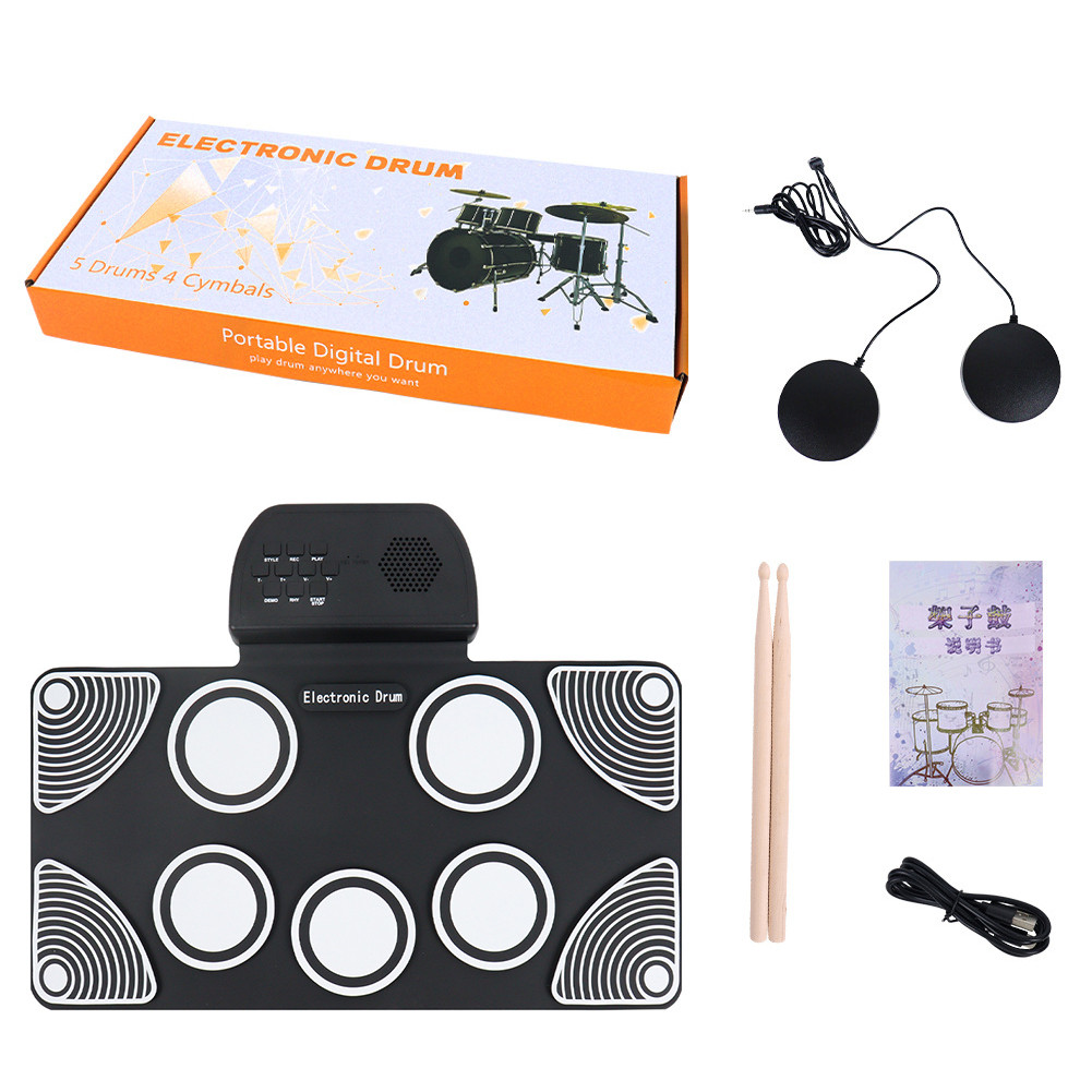 Electronic Drum Set with Drum Sticks Roll-Up Drum Practice Pad Electric Drum Pad Birthday Surprise