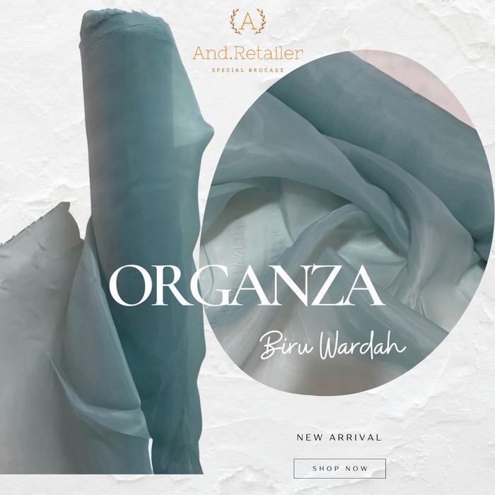 Harga 0,5Meter Bahan Kain Kaca Organza Organdi Polos Warna Biru Wardah Harga Setengah Meter