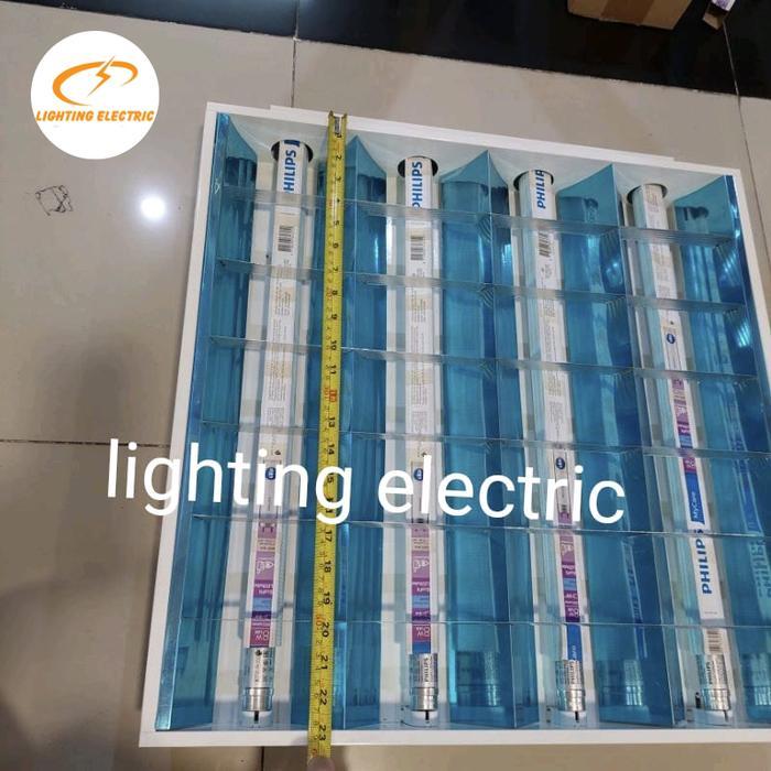 Kap Lampu RM 4x18 60Cm Konde Akustik Set Komplit TL T8 LED 10W 10 Watt Philips