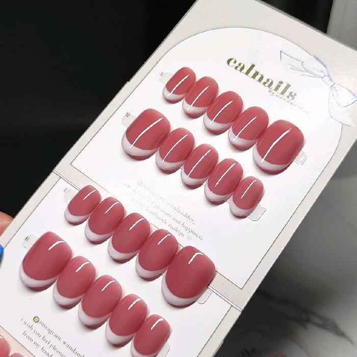 PRESS ON NAIL FRENCH NAIL NATURAL WAJIB FOTO KUKU PAKAI KOIN .