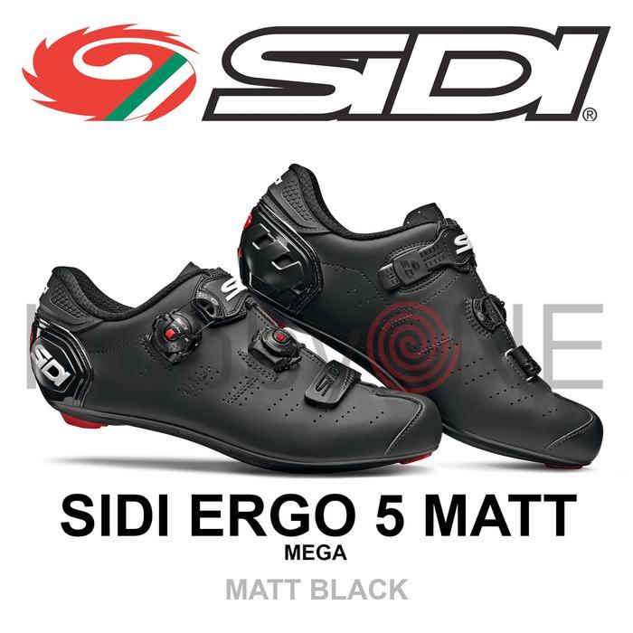 ORIGINAL Sidi ERGO 5 MATT MEGA Road Shoes - MATT BLACK READY STOCK