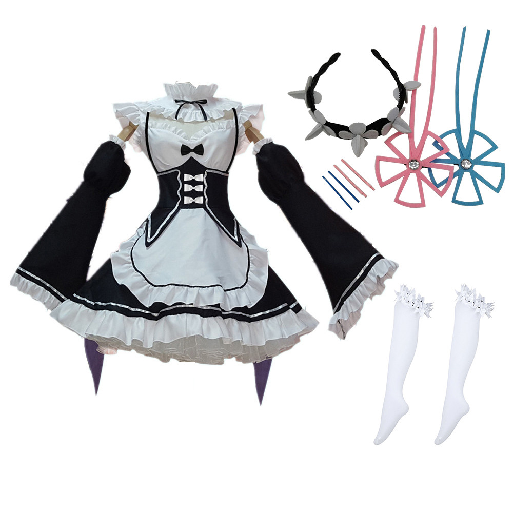 Anime Re Zero Kara Hajimeru Kawaii Isekai Seikatsu Ramu Ram Remu Rem Cosplay Christmas Dress Maid