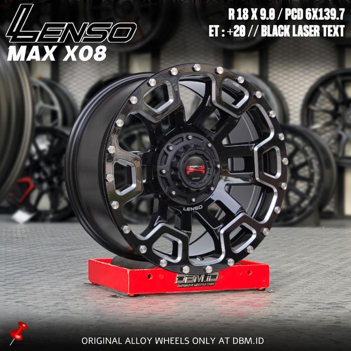 Velg LENSO Max X08 R18 18x9 6x139.7 et +20 Black Laser Text