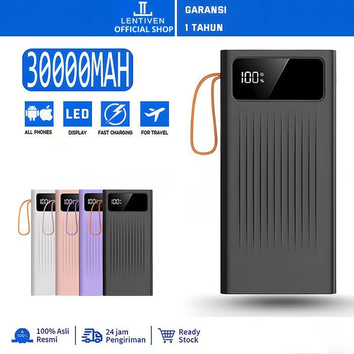 Acmic Techlife - Powerbank 30000 Mah Mini With 4 Kabel Data Usb Fast Charging Pj57