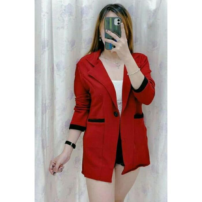 cnm Blazer Wanita Lengan Panjang / Blazer Cewek Baju Kantong