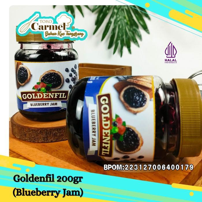 "New" Goldenfil Selai Blueberry Jam 200gr BPOM Selai 50% Buah Asli Segar Natural Tahan Panggang