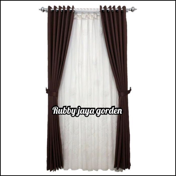 Gorden Polos Blackout Import Gorden Pintu Gorden Jendela Minimalis Kain Tali Coklat Kain Jendela