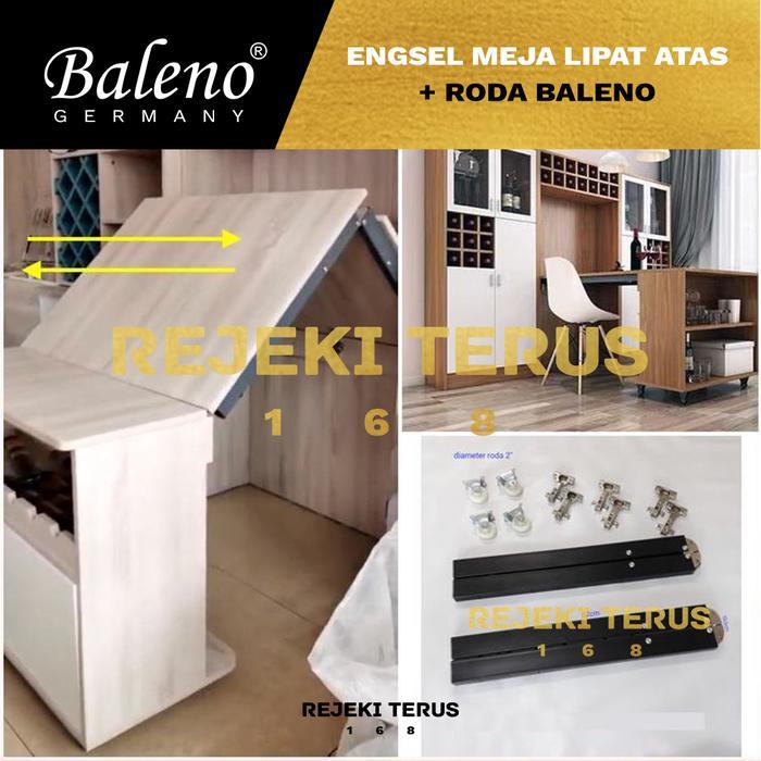 Engsel Meja Lipat Atas + Roda Baleno / Fold Lemari Meja Lipat Tarik Dorong