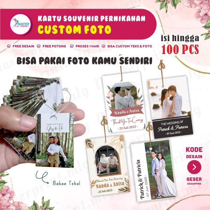 [mp47] 100pcs Kartu Souvenir Custom Foto Ucapan Terimakasih Pernikahan Wedding Thanks Card Custom
