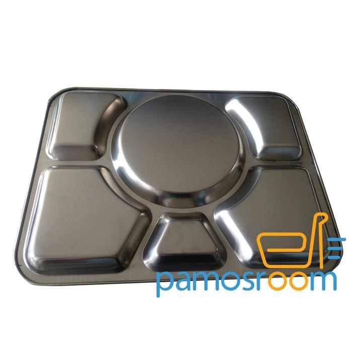 Nampan Plato Stainless Nampan Ompreng Rumah Sakit Sekat 6 Segi Nampan Stainless Foodgrade