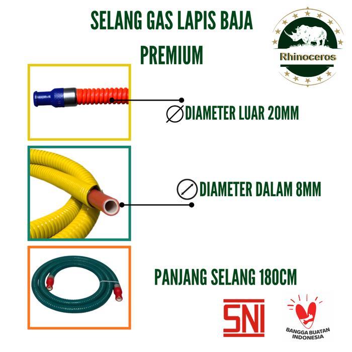 Paket Selang Gas Lapis Baja Anti Tikus Regulator dan Klem Selang LPG Lapis Baja dan PVC Anti Bocor