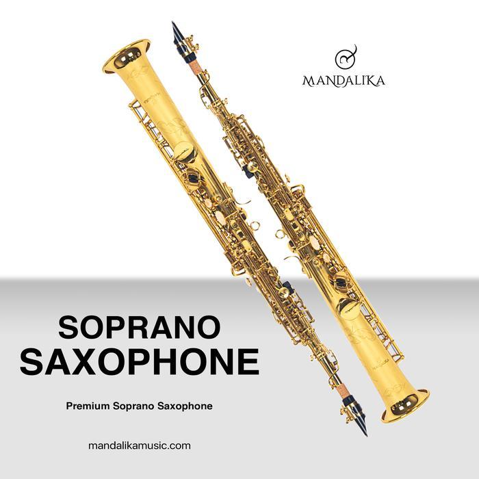 SOPRANO SAXOPHONE MANDALIKA GOLD FULLSET INCLUDE HARDCASE Warna Emas - Soprano Saxophone Gold