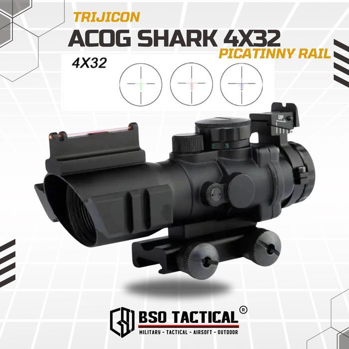 Marcool ACOG 4x32 Zoom Fiber Optic Red Green Blue Reticle Riflescope