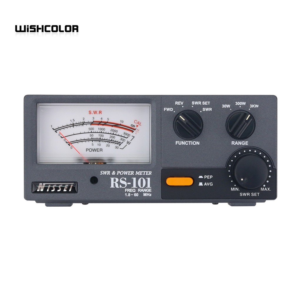 Wishcolor Nissei Rs-101 1.8-60Mhz Swr & Power Meter With Led Backlight And 30W/300W/3Kw Adjustable
