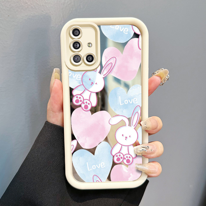 Casing Hp Untuk Samsung Galaxy A51 M40s Case Rabbit Heart Sticker Cesing Sembunyikan Mirror Kasing c