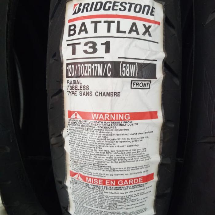 Ban Luar Bridgestone Battlax T31 Ukuran 120/70-17 Battlax Tubeless
