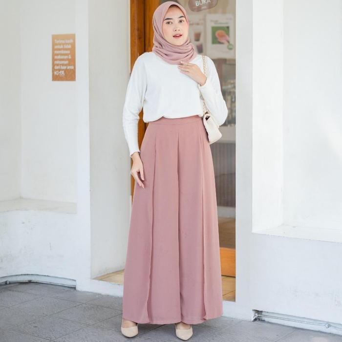 TERLARIS Dostifashion Moza Kulot Celana Kulot Layer Wanita Bahan Ceruti Celana Kulot Formal