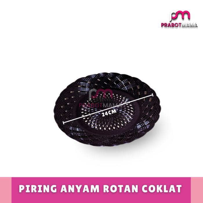 Piring Plastik Rotan Anyam - PRABOTMAMA / Piring Rotan Plastik Coklat