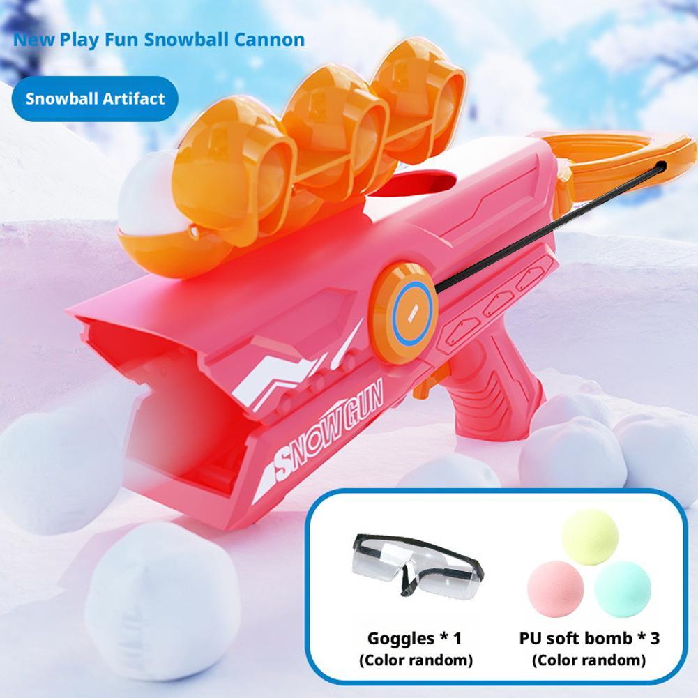 2 in 1 Soft Foam Ball and Snowball Gun Winter Outdoor Snowball Fight Fun Toy Launcher for Kids