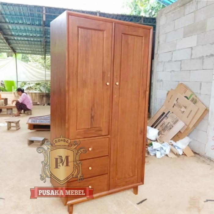 lemari pakaian anak minimalis kayu jati, lemari 2 pintu minimalis kayu