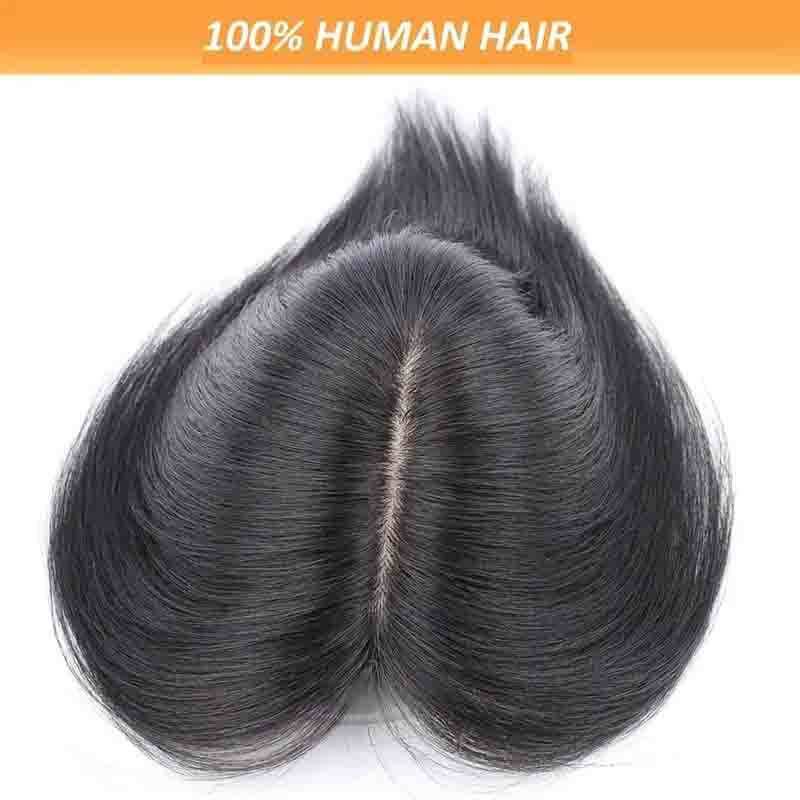 Elegant Women'S Real Human Hair Topper Invisible Seam Straight Human Hair For All Hair Types Hair