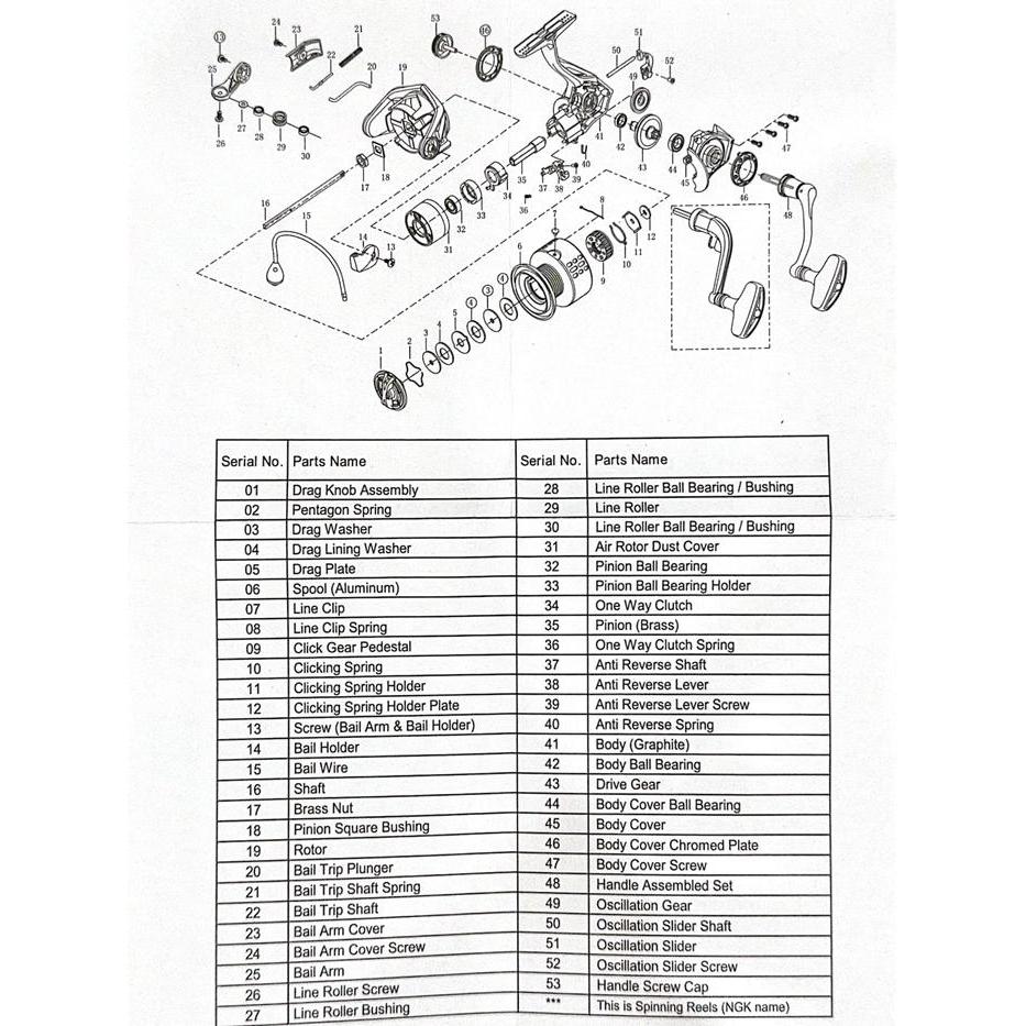 Original Spare Part / Sparepart Reel Falcon Sw Salt Water Lunos Best Seller