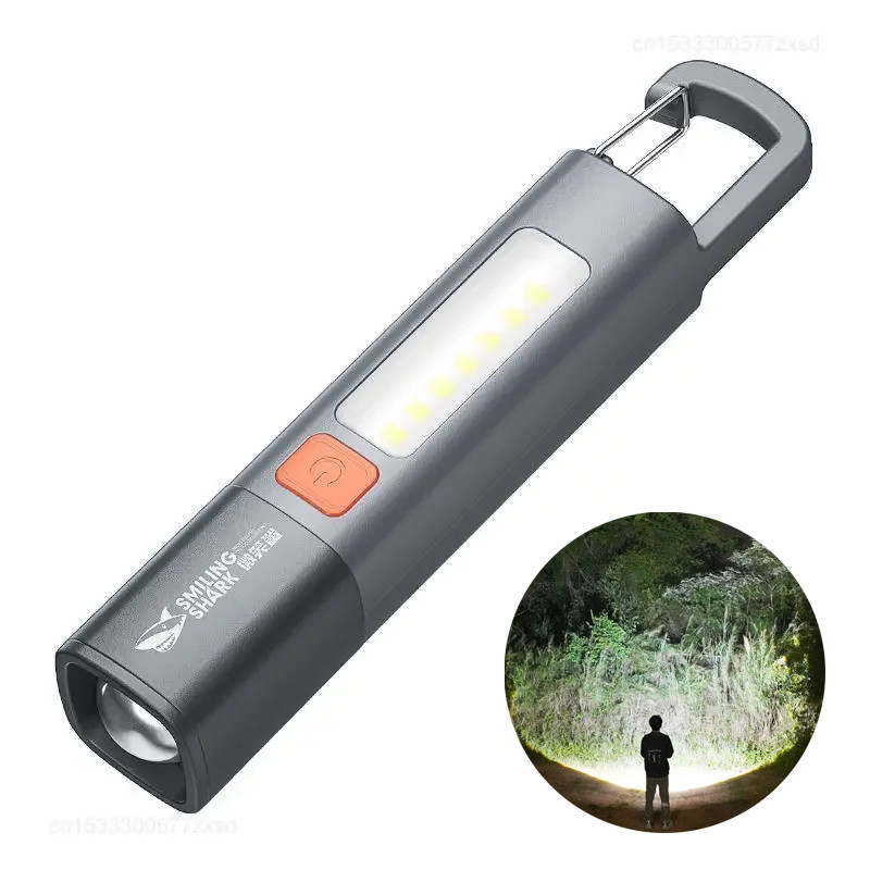 Smiling Shark Outdoor Flashlight Light Variable Focus With Floodlight Lights Flashlight Lamp High