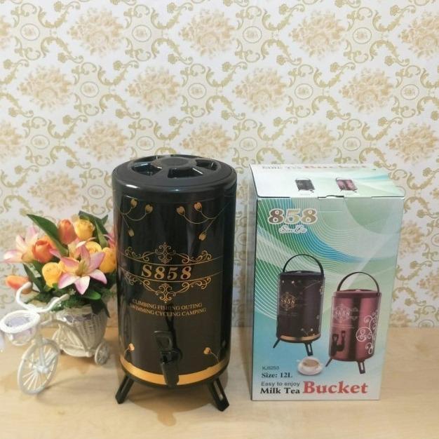 Water Jug Milk Tea Bucket Stainless Steel 10L - Drink Jar - Silver