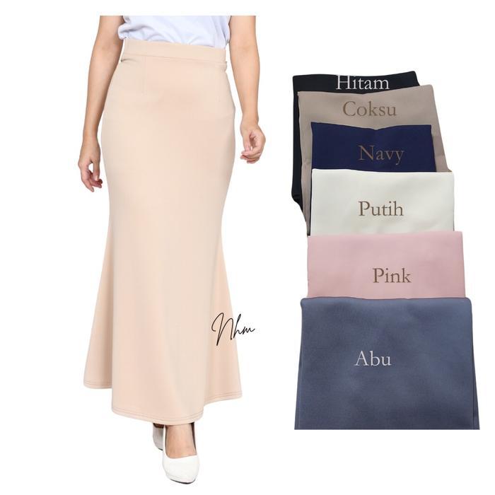 Rok Span Wanita Panjang Rok Duyung Mermaid Scuba Premium Bahan Tebal Adem Fit to L Cocok untuk OOTD
