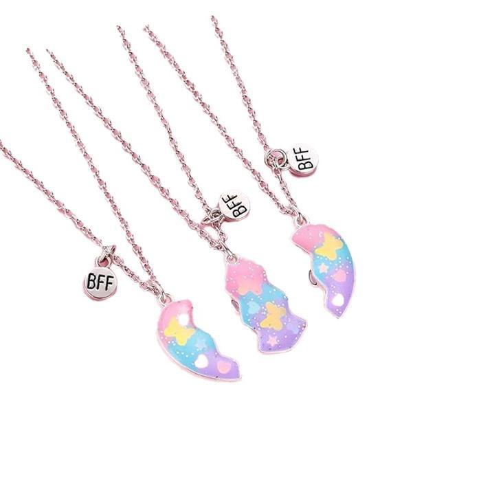 Set Kalung Persahabatan 3 Orang Magnet Hadiah Perhiasan Teman Terbaik Terbaik